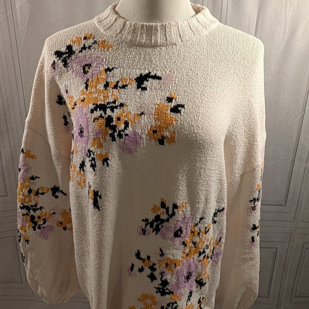Urban Outfitters Floral Sweater with Balloon Sleeves